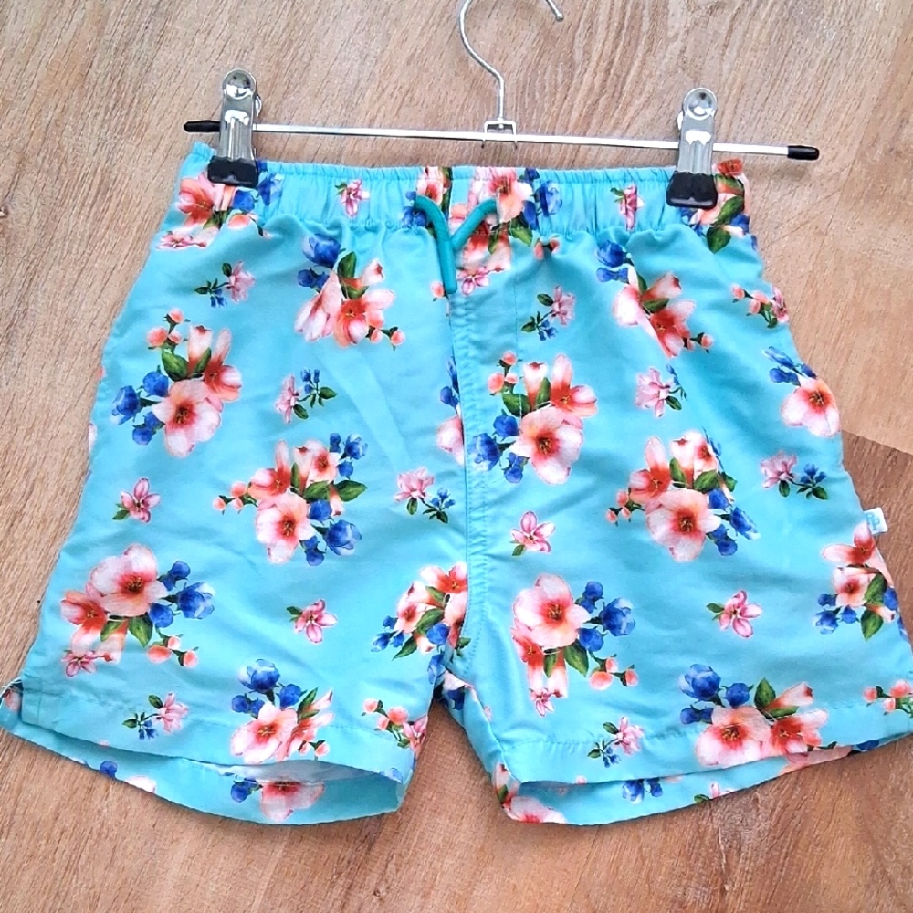 Posh Peanut Boys Swim Trunks, Size 7 Years, Tropical Print